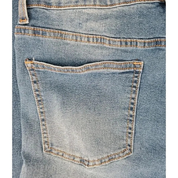 Denim Blvd Los Angeles High Rise Flare Raw Hi Low Hem Jeans Stretch Size L - Picture 9 of 14